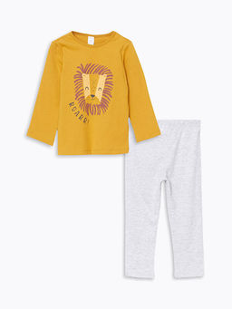 Bisiklet Yaka Uzun Kollu Bask?l? Erkek Bebek Pijama Tak?m?