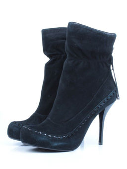 02-002-501/1/21 BLACK Полусапоги женские (натуральная замша,байка)