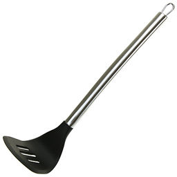 Дуэт Картофелемялка для тефлоновой посуды пластмассовая 32х7,5см, черный, ручка из нержавеющей стали (Китай)