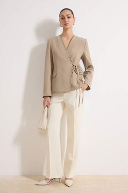 Vizon Kruvaze Baglama Detayl? Cepli Dokuma Blazer Ceket TWOSS26BC00024 - Trendyolmilla фото 2
