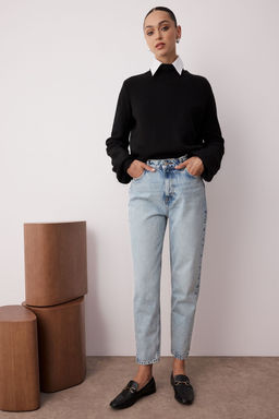 Ac?k Mavi Yuksek Bel Mom Jeans TWOSS25JE00277 - Trendyolmilla фото 2