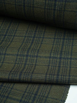 Шерсть пальтово-костюмная Твид Клетка цв.чернильный на т.хаки , ш.1.5м, шерсть-60%, п/э-40% - Купава фото 15