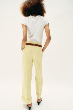 TROUSERS WITH TURN-UP CUFFS AND BELT - Zara фото 7