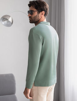 Лонгслив с воротником поло на пуговицах из премиального хлопка с эластаном
