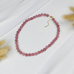 Колье из мадагаскарского Розового кварца 42 см +