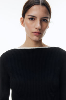 Top en punto de canale con escote barco - H&m фото 3