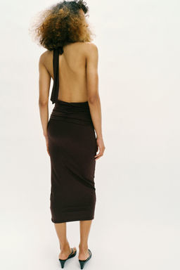 VESTIDO HALTER DRAPEADO / Marr?n - Zara фото 3