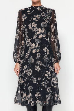 TRENDYOLMILLA Yesil Sal Desenli Volanl? Dokuma K?sl?k Elbise TWOAW23EL01436 фото 21