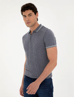 _ndigo Slim Fit Fermuarl_ Polo Yaka Keten Kar___ml_ Triko Ti__rt - Pierre cardin фото 3