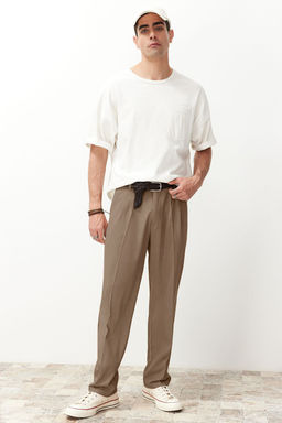 Bej Pileli Klasik Baggy Fit Kumas Pantolon TMNSS24PL00024