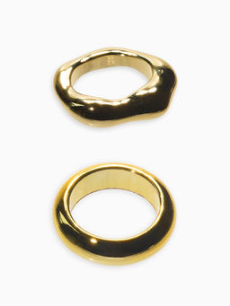 Кольцо пластик «Стиль», набор 2 шт. размер 17, цвет золото