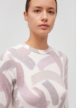 Uzun Kollu Bask?l? Yumusak Tisort - Mavi фото 5