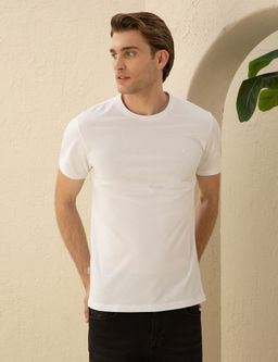 Beyaz Slim Fit Basic Ti__rt