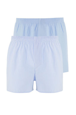 TRENDYOL MAN Lacivert Dokuma Pamuklu 2li Paket Boxer TMNSS25BX00009