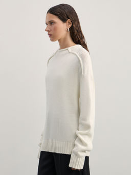 Джемпер из хлопка с воротником-стойкой / Zarina  фото 4