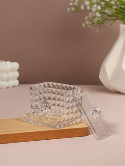 Цена за 2 шт. Органайзер для ватных палочек, с крышкой, 8.8×7.5×8 см, прозрачный