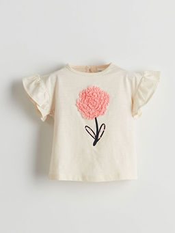 Aplike ?i?ekli K?z Bebek Bluz ve ?ort 2li