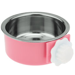 Пэт тойс (Pet toys) Миска для кормления животных из нержавеющей стали Алекс 0,4л, д12,8см h4,7см, пластмассовая подвесная подставка 12,5х15см h5,5см, цвета в ассортименте: розовый, салатовый, бирюзовый (Китай) фото 3