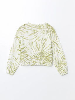 Bisiklet Yaka Batik Desenli Uzun Kollu K?z ?ocuk Sweatshirt