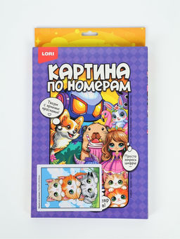 Картина по номерам на холсте Башня из котиков, 20?30 см