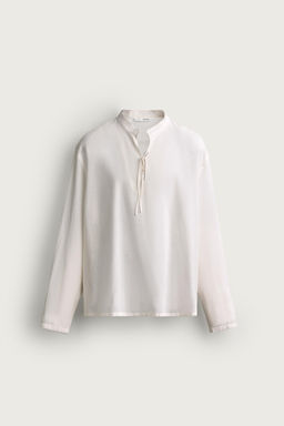 CAMISA RELAXED FIT ALGOD?N - VISCOSA LAZOS / Blanco roto - Zara фото 7