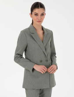 Haki Slim Fit Keten Kar___ml_ Ceket