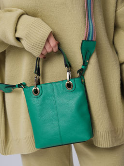 Сумка кожаная кросс-боди Deboro 30347 зеленая весна