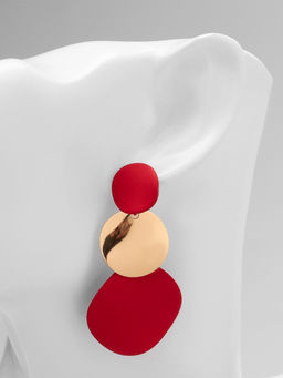 Серьги металл Азелия круги, трио, цвет красный в золоте