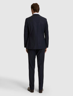 Lacivert Slim Fit Mono Yaka Y_n Kar___ml_ Tak_m Elbise