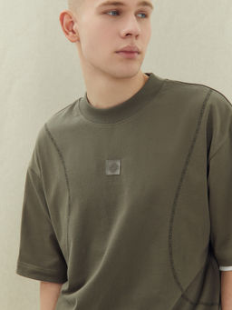 Футболка мужская в цвете хаки с печатью т.полынь +печать 111883