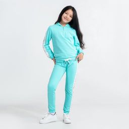 CRB wear/CWJG 90057-49-291 Комплект для девочки (толстовка, брюки), светло-бирюзовый/Ex.Cherubino  фото 2