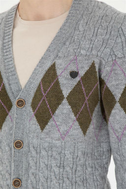 Мужской серый меланжевый трикотажный кардиган - U.s. polo assn фото 7