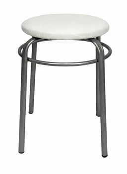 Табурет "Люкс" с кольцом к/з бел.крокодил н.хром