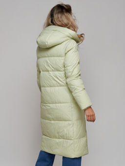 Пальто утепленное молодежное зимнее женское светло-зеленого цвета 52325ZS - Holdluck фото 12