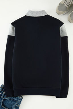 TRENDYOL MAN Lacivert-Gri Melanj Regular Fit Uzun Kollu Dik Yaka Fermuarl? Sweatshirt TMNAW22SW0720 - Trendyolmilla фото 4