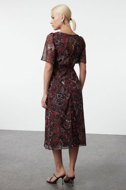 Fusya Animal Desenli A Kesim Melek Kol Astarl? Sifon Ucus Ucus Dokuma Midi Elbise TWOSS23EL01372 - Trendyolmilla фото 11