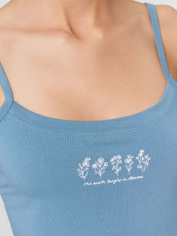 Комплект женский (майка, трусы) синий в цветочки арктика +цветочки на арктике 442210 - Mark formelle фото 5