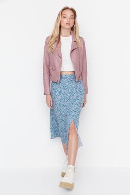 TRENDYOLMILLA Siyah Y?rtmac Detayl? Cicek Desenli Viskon Kumasl? Midi Dokuma Etek TWOSS20ET0230  фото 34