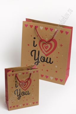 Пакет крафтовый с рисунком "Надпись" 26*32*10 см (12 шт) SF-7171, №1