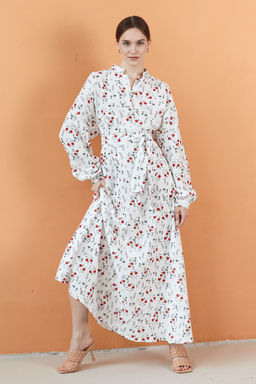 Платье муслин ROMANCE060/01/Белый, красный