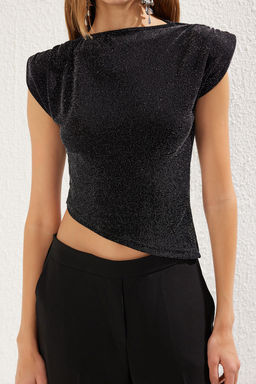 Trendyolmilla Siyah Simli Orme Bluz TPRSS25BZ00005  фото 5