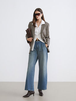 Beli Kemerli Wideleg Kad?n Jean Pantolon