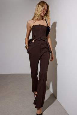 Kahverengi Limited Edition Flare Kal?p Kumas Pantolon TWOAW26PL00056 - Trendyolmilla фото 2
