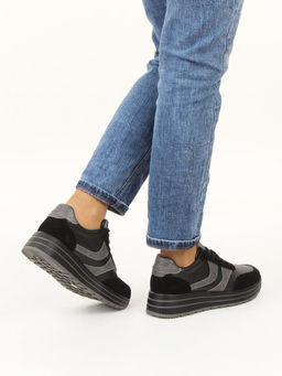 03-A1003-4 BLACK Кроссовки женские (натуральная кожа, натуральная замша) - Фабричный китай фото 2