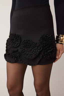 Siyah Cicek Aksesuarl? Super Mini Dokuma Etek TPRAW26ET00010 - Trendyolmilla фото 3