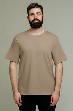 Арт. 67114 Футболка мужская однотонная с лайкрой 48-58 (6 шт) Цвет:коричневый - Идеал фото 2