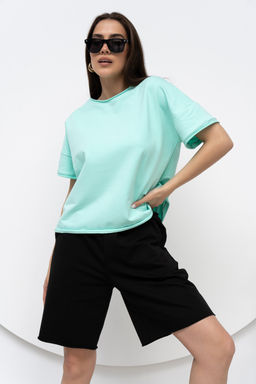 Шорты из хлопкового футера с высокой посадкой