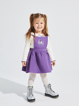 Bebe Yaka K?sa Kollu Nak?? Detayl? K?z Bebek 3l? Tak?m