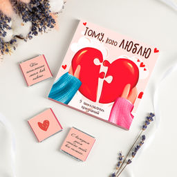 Набор 9 шоколадок "Тому, кого люблю" (руки с сердцем)