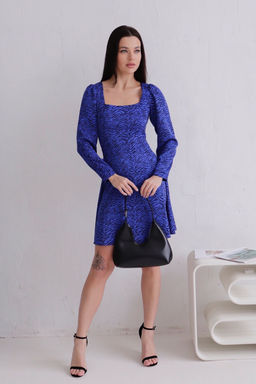 Платье с вырезом каре синее - Martichelli фото 3